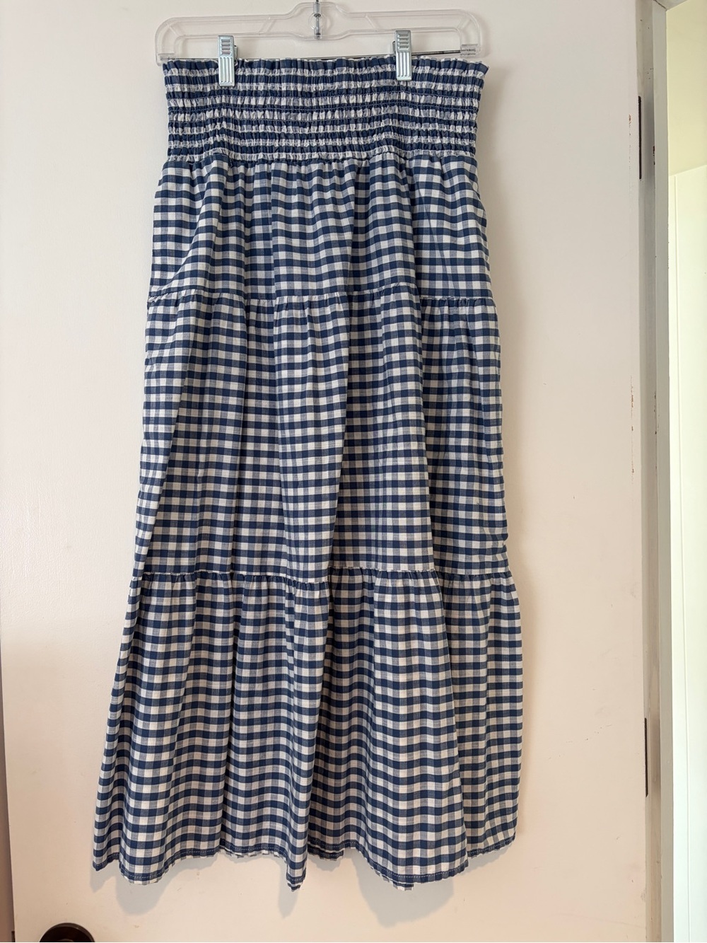 Universal Thread Navy & White Gingham Tiered Maxi Skirt